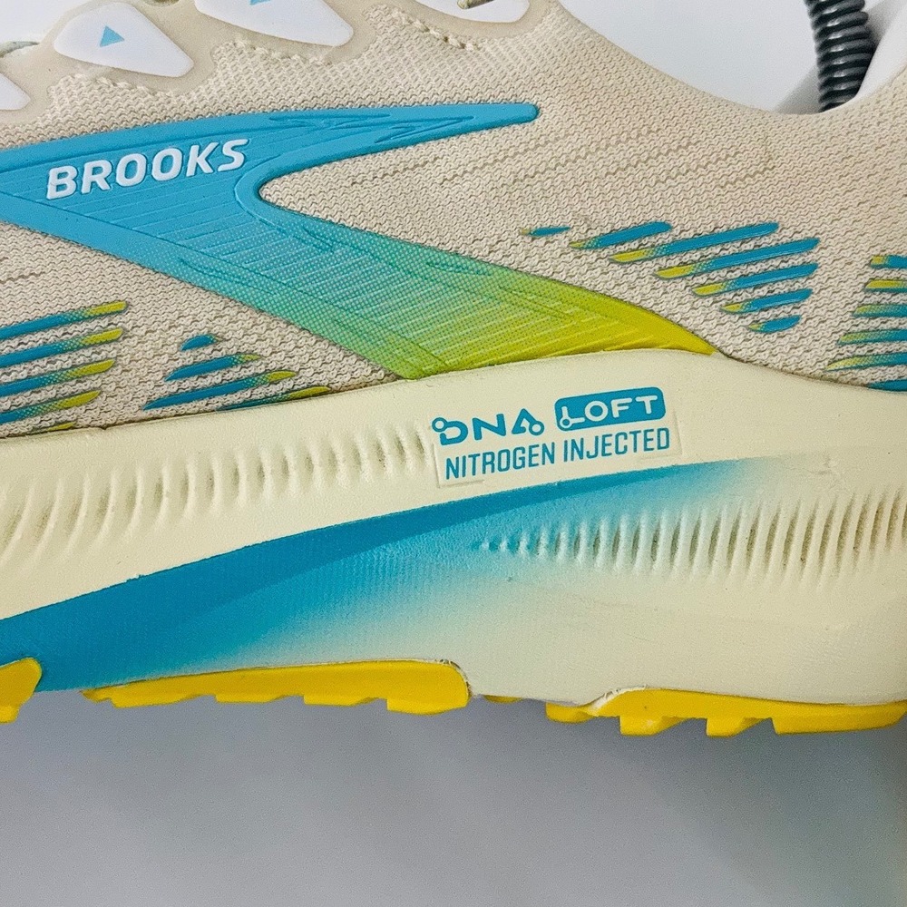 Brooks Ghost Max Running Trail Shoes Cream Blue Yellow 1204641B222 Womens 8.5 B - Picture 5 of 13